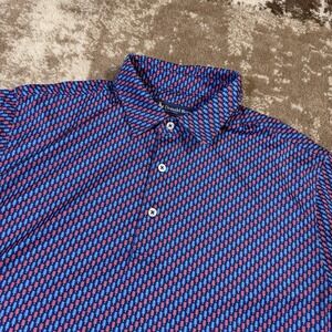 Donald Ross Men's Medium Blue Popsicle AOP Geometric Golf Polo Shirt USA